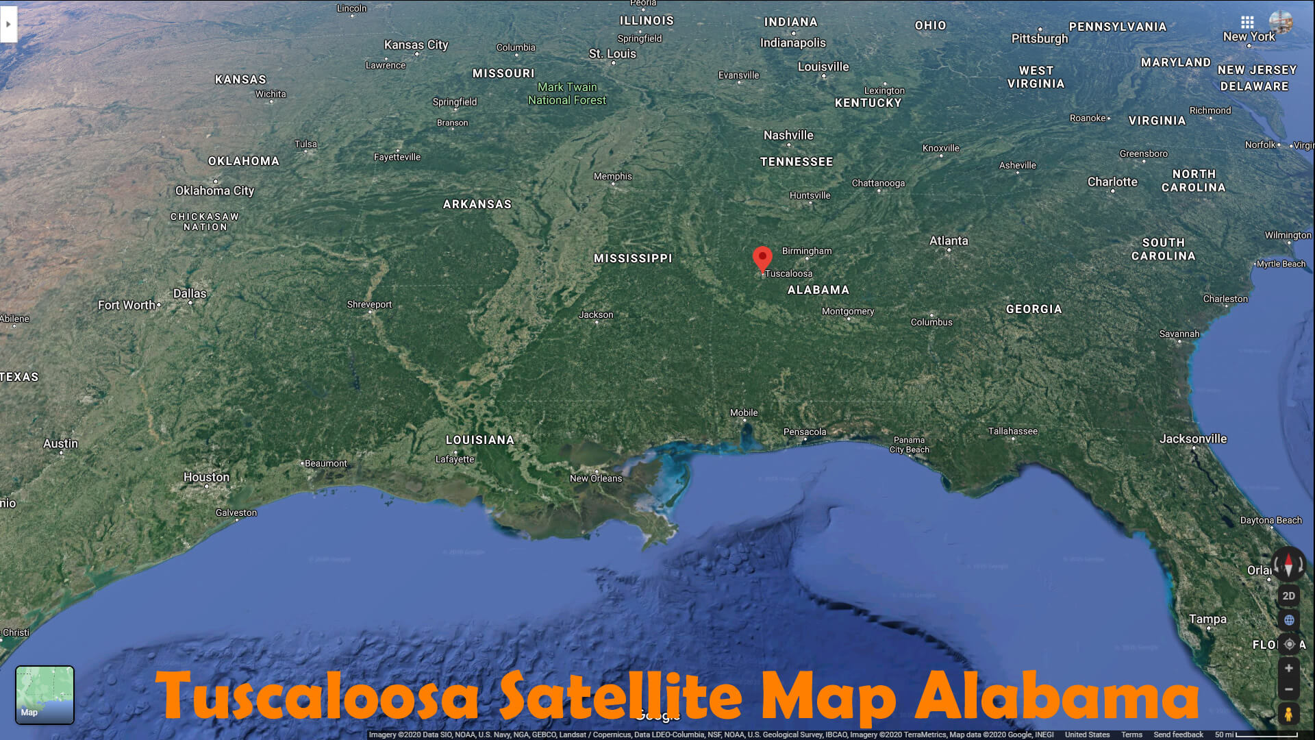 Tuscaloosa Satellite Carte Alabama